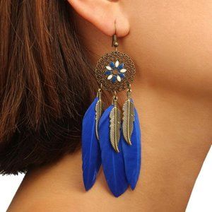 New Retro Dream Catcher Feather Earrings